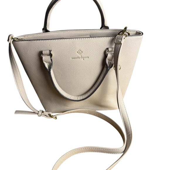 Nanette Lepore Crossbody Leather Cream Satchel detachable strap Top handles Bag - Picture 3 of 7